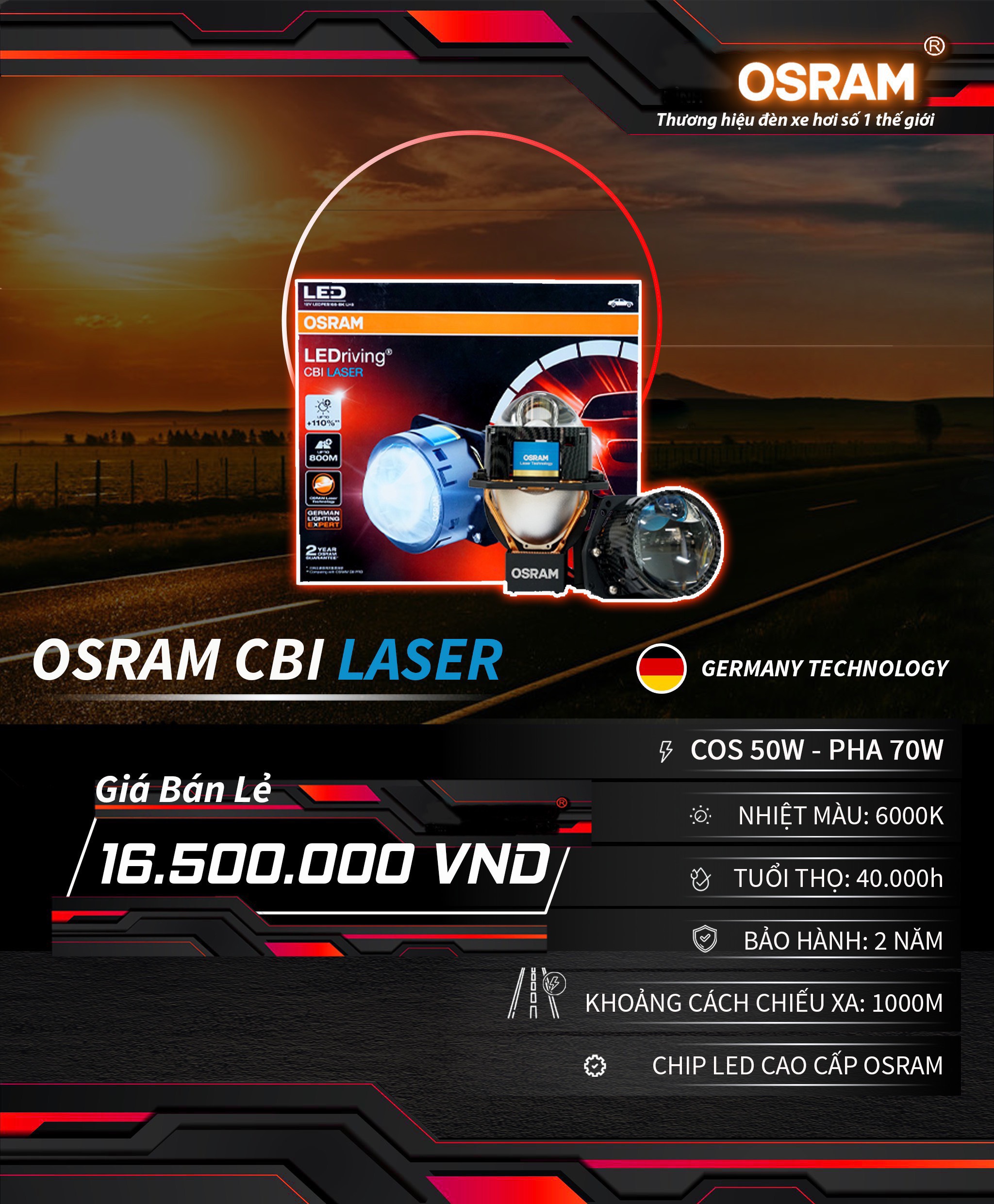 Bảng giá lắp đặt Bi Laser OSRAM CBI